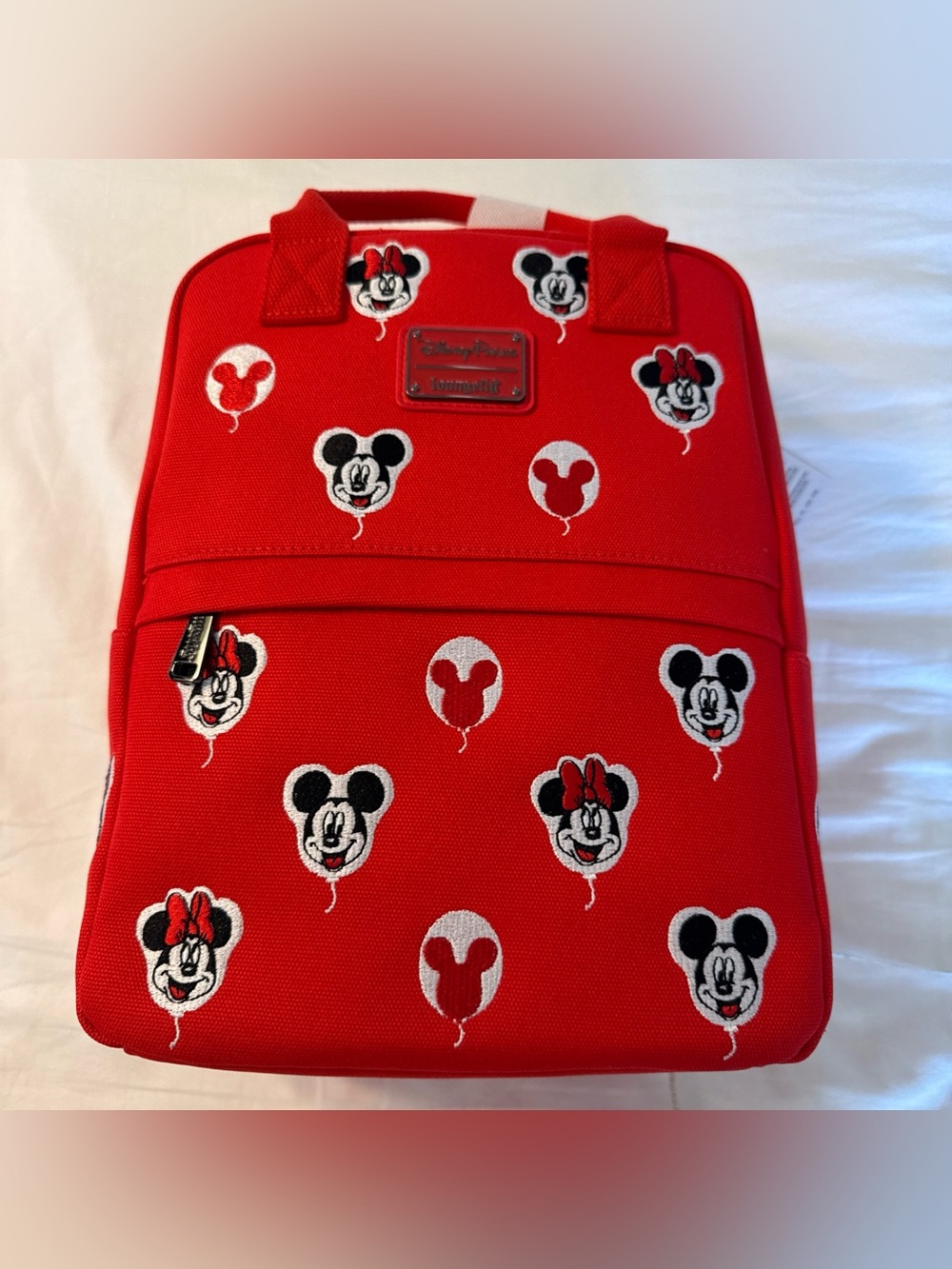 Disney Parks Backpack 2025 Loungefly Canvas Mickey Minnie Balloons Red New w Tag